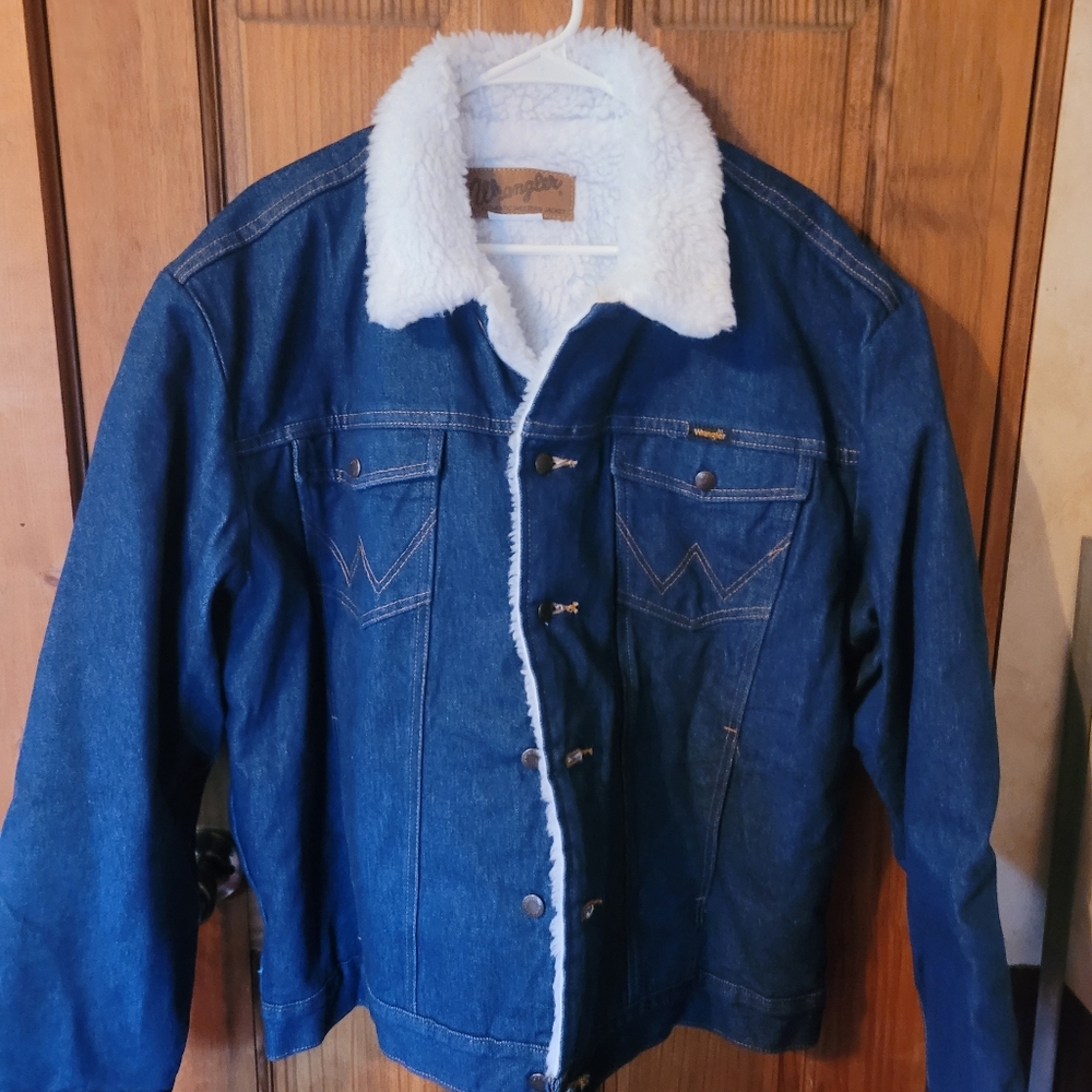 Wrangler Blue and White Lightweight Sherpa Shirt Jacket